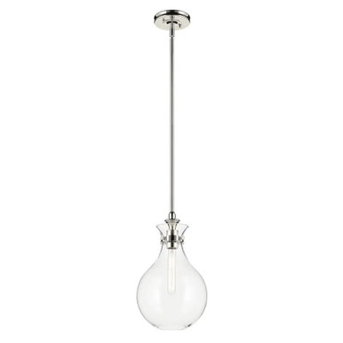 Laria 1 Light Medium Pendant 16.25 Inch Tall and 9.75 Inch Wide by Kichler - 52776PNCLR