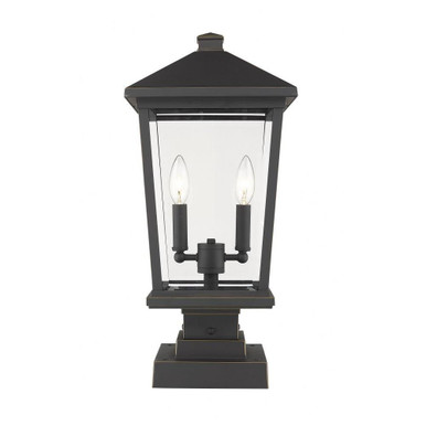 Beacon 2 Light Outdoor Post Mount Lantern 12 x 22 Inches by Z-Lite - 568PHBS-SQPM-ORB