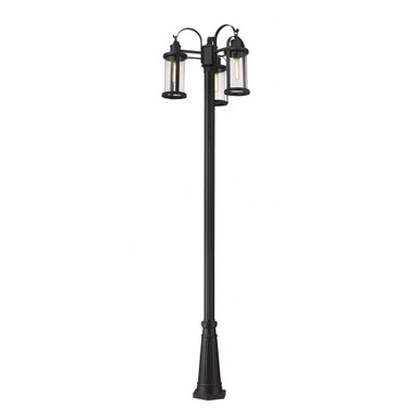 Roundhouse 3 Light Outdoor Post Mount Lantern 24 x 106.5 Inches by Z-Lite - 569MP3-519P-BK