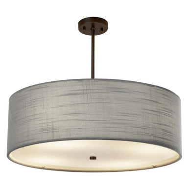 Textile Classic 6 Light Gray Large Pendant by Justice Design - FAB-9592-GRAY
