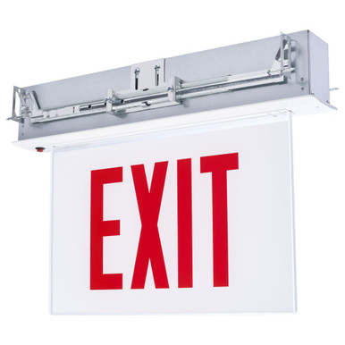 4W LED Single Face Recessed Ceiling and Wall Edge Lit Exit Sign by Nuvo - 67/350