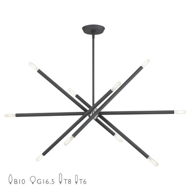 Soho 10 Light Large Linear Chandelier 24 x 12 Inches Wide by Livex  - 46777-76