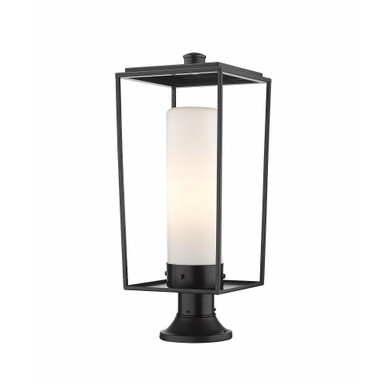 Sheridan 1 Light Outdoor Pier Mount with Opal Glass 24.5 x 10 In by Z-Lite - 595PHBR-553PM-BK