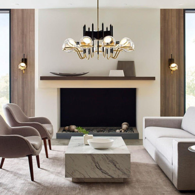 Crosby 385.2W 9 LED Large Chandelier 17.1 x 37.7 Inch W by VC Modern - 700CRBY9BNB-LED927