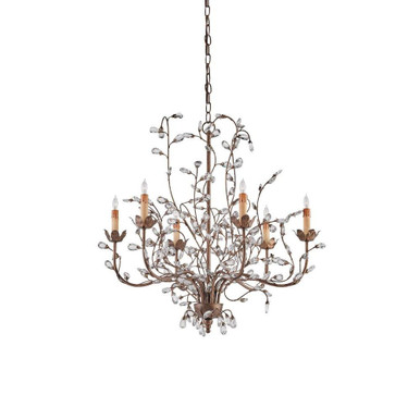 Crystal Bud 6 Light Large Chandelier by Currey Company - 988-6MC
