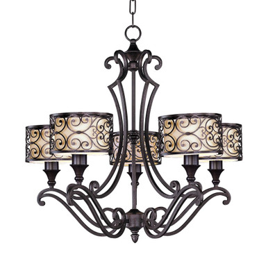 Mondrian 5 Light Chandelier 27 Inch Tall and 28 Inch Wide by Maxim - 21155WHUB