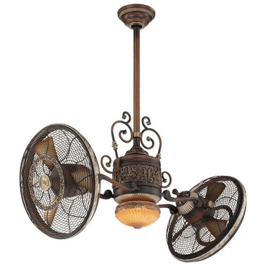 Traditional Gryo 6 Blade Ceiling Fan with Light Kit 42 Inch W by Minka Aire - F502L-BCW