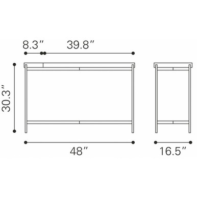 Saber Console Table 30.3 Inch Tall and 48 Inch Wide by Zuo Modern - 109466