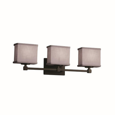 Textile Tetra 3 Light Rectangle Gray Vanity Light by Justice Design - FAB-8423-55-GRAY