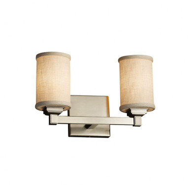 Textile Regency 2 Light Cylinder Crem Vanity Light by Justice Design - FAB-8432-10-CREM
