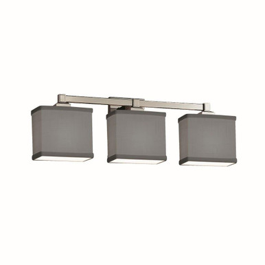 Textile Regency 3 Light Rectangle Gray Vanity Light by Justice Design - FAB-8433-55-GRAY