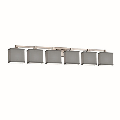 Textile Regency 6 Light Rectangle Gray Vanity Light by Justice Design - FAB-8436-55-GRAY