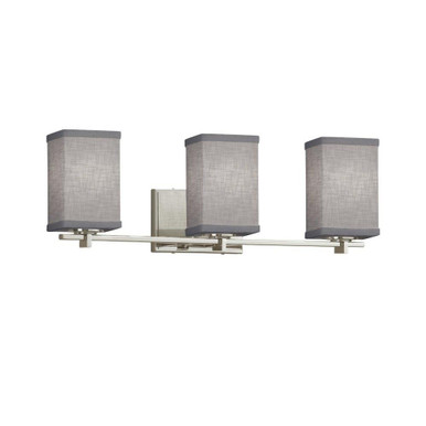 Textile Era 3 Light Square Gray Vanity Light by Justice Design - FAB-8443-15-GRAY