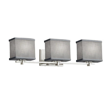 Textile Era 3 Light Rectangle Gray Vanity Light by Justice Design - FAB-8443-55-GRAY