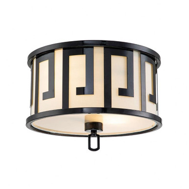 Lemuria 2 Light 15 Inch Wide Steel Flush Mount by Lucas and McKearn - GN/LEMURIA/F-BLK