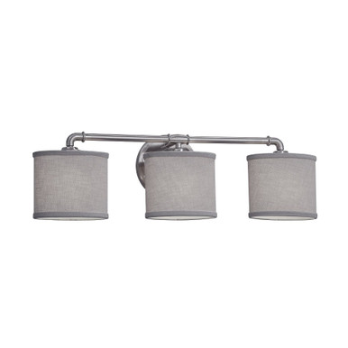 Textile Bronx 3 Light Oval Gray Vanity Light by Justice Design - FAB-8463-30-GRAY