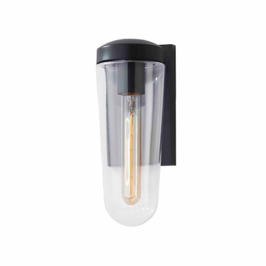Hudson 1 Light Outdoor Wall Mount by Justice Design - FSN-7192W-CLER-MBLK