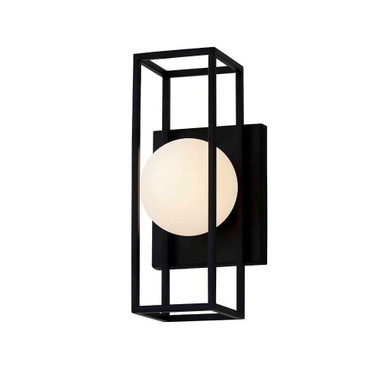 Float 8W 1 LED Small Outdoor Wall Mount by Justice Design - FSN-7182W-OPAL-MBLK