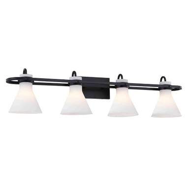 Ludlow 4 Light Vanity Light by Justice Design - FSN-8154-OPAL-MBLK