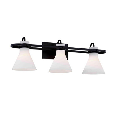 Ludlow 3 Light Vanity Light by Justice Design - FSN-8153-OPAL-MBLK