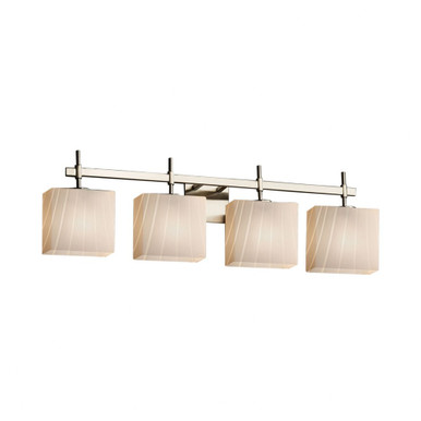 Fusion Union 4 Light Rectangle Rbon Glass Vanity Light by Justice Design - FSN-8414-55-RBON