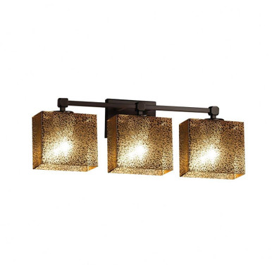Fusion Tetra 3 Light Rectangle Mror Glass Vanity Light by Justice Design - FSN-8423-55-MROR