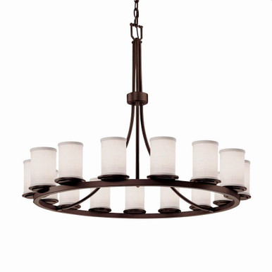 Textile Dakota 15 Light Oversized Chandelier by Justice Design - FAB-8715-10-WHTE