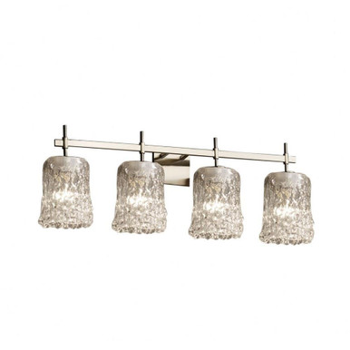 Veneto Luce Union 4 Light Cylinder Clrt Vanity Light by Justice Design - GLA-8414-16-CLRT