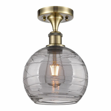 Athens Deco Swirl 1 Light 8 Inch Wide Semi Flush Mount by Innovations - 516-1C-G1213-8