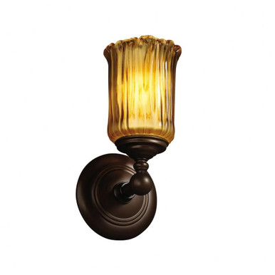 Veneto Luce Tradition 1 Light Cylinder Ambr Wall Sconce by Justice Design - GLA-8521-16-AMBR