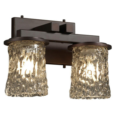 Veneto Luce Dakota 2 Light Cylinder Clrt Vanity Light by Justice Design - GLA-8772-16-CLRT