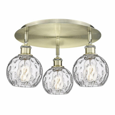 Athens Water Glass 3 Light 17.63 Inch Wide Flush Mount by Innovations - 516-3C-G1215-6