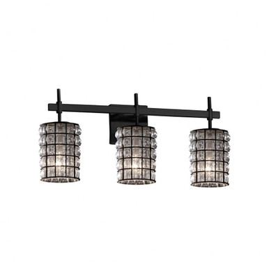 Wire Glass Union 3 Grid with Clear Bubble Vanity Light by Justice Design - WGL-8413-10-GRCB