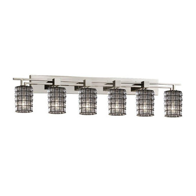 Wire Glass Aero 6 Light Vanity Light 56 Inch Wide by Justice Design - WGL-8706-10-GRCB
