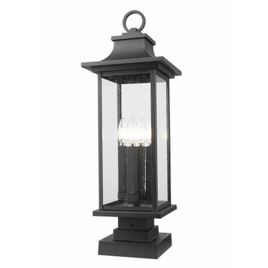 Tiberius 4 Light Outdoor Pier Mount 27 Inch Tall and 9 Inch Wide By Z-Lite - 5017PHBS-SQPM-BK