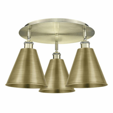 Ballston Cone 3 Light 19.75 Inch Wide Flush Mount by Innovations - 516-3C-MBC-8