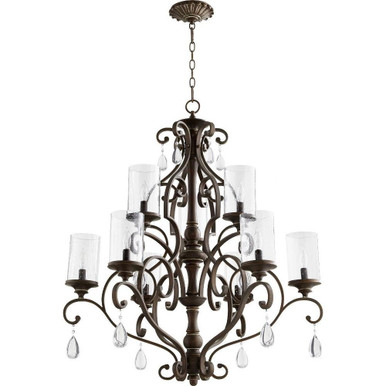 San Miguel 9 Light Large 2 Tier Chandelier by Quorum - 6073-9