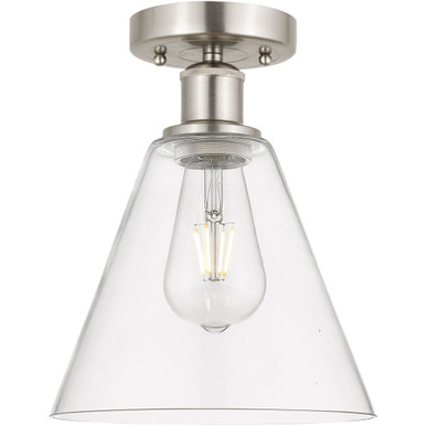 Berkshire Glass 1 Light Semi Flush Mount 12 InchX8 Inch Wide by Innovations - 616-1F-GBC-8