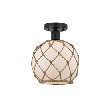 Farmhouse Rope 1 Light 8 Inch Wide Semi Flush Mount by Innovations - 616-1F-G12-8R