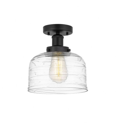 Bell 1 Plated Smoke Glass 6.5 Inch Wide Semi Flush Mount by Innovations - 616-1F-G713