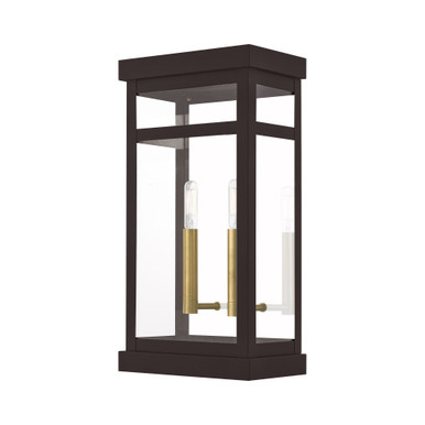 Hopewell 2 Light Candle Style Outdoor Wall Lantern 18 Inch Tall by Livex - 20704