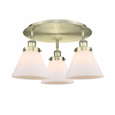 Cone 3 Light 19.5 Inch Wide Art Deco Flush Mount by Innovations - 916-3C-G4