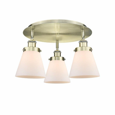 Cone 3 Light 18 Inch Wide Art Deco Flush Mount by Innovations - 916-3C-G6