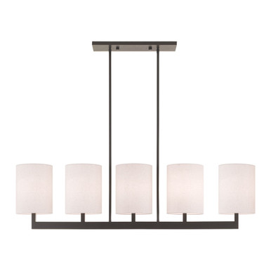 Hayworth 5 Light Linear Chandelier with Fabric Shades by Livex - 42406