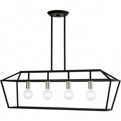 Devone 4 Light Caged Linear Chandelier by Livex - 49437