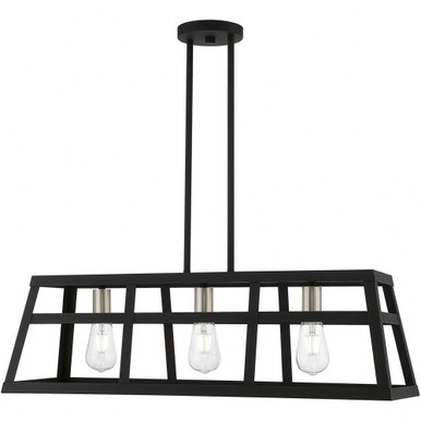 Schofield 3 Light Caged Linear Chandelier by Livex - 49563