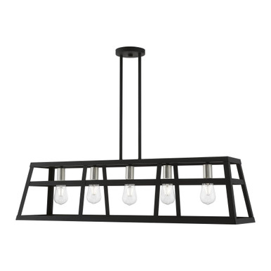 Schofield 5 Light Caged Linear Chandelier by Livex - 49565