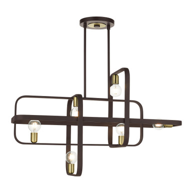 Bergamo 6 Light Small Linear Chandelier by Livex - 49748-07