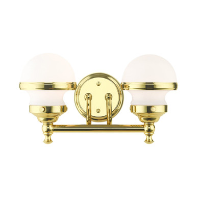 Oldwick 2 Light White Glass Vanity Light by Livex - 5712