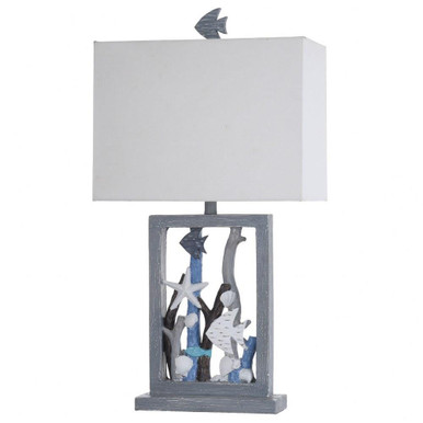 Seaford One Light Framed Seascape Fish Starfish Table Lamp by Stylecraft - L318586DS